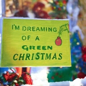 Homemade 5X7 Canvas Green Christmas Decorative Sign